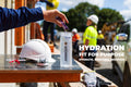 Body Armour Hydrate sample pack sachet used at a construction site